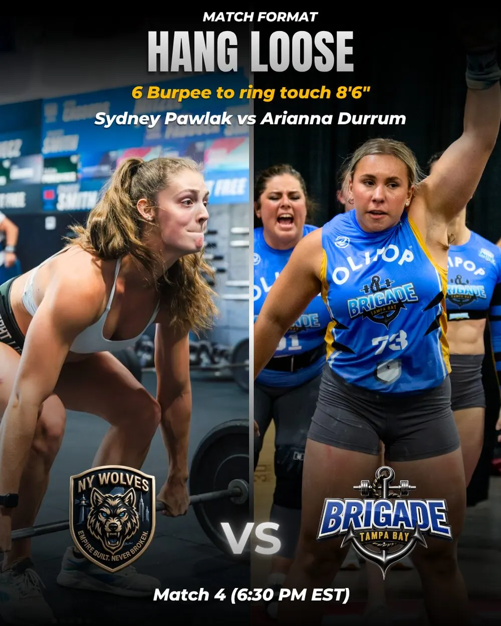 Ringer Point matchup: Sydney Pawlak of New York Wolves versus Arianna Durrum of Tampa Bay Brigade.