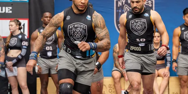 New York Wolves walking onto the competition floor
