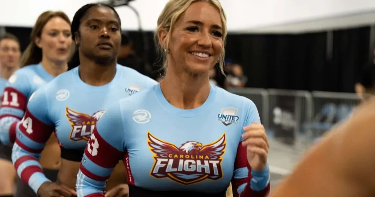 The Carolina Flight gather during their debut United Grid League match against the Houston Bandits in Lakeland, Florida, 2026.