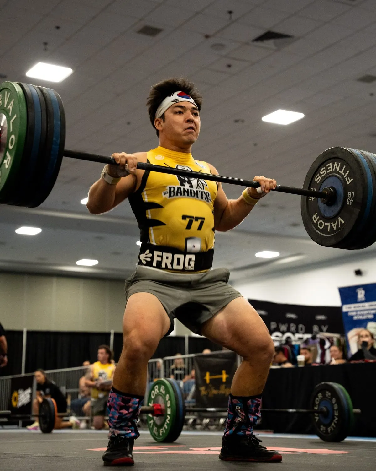 A Houston Bandits athlete pulls a loaded barbell during a strength element at the Grid League match day in Lakeland.