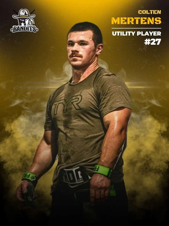 Colten Mertens in his 2025 Houston Bandits player card
