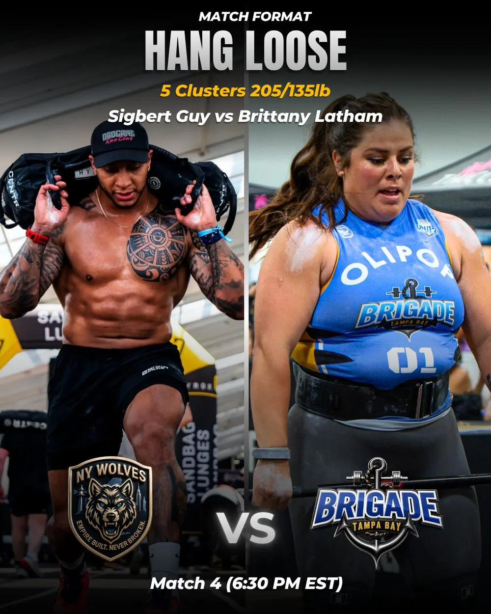 Ringer Point matchup: Sigbert Guy of New York Wolves versus Brittany Latham of Tampa Bay Brigade.