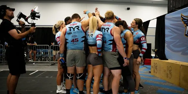 A Grid League team huddle during the New York weekend