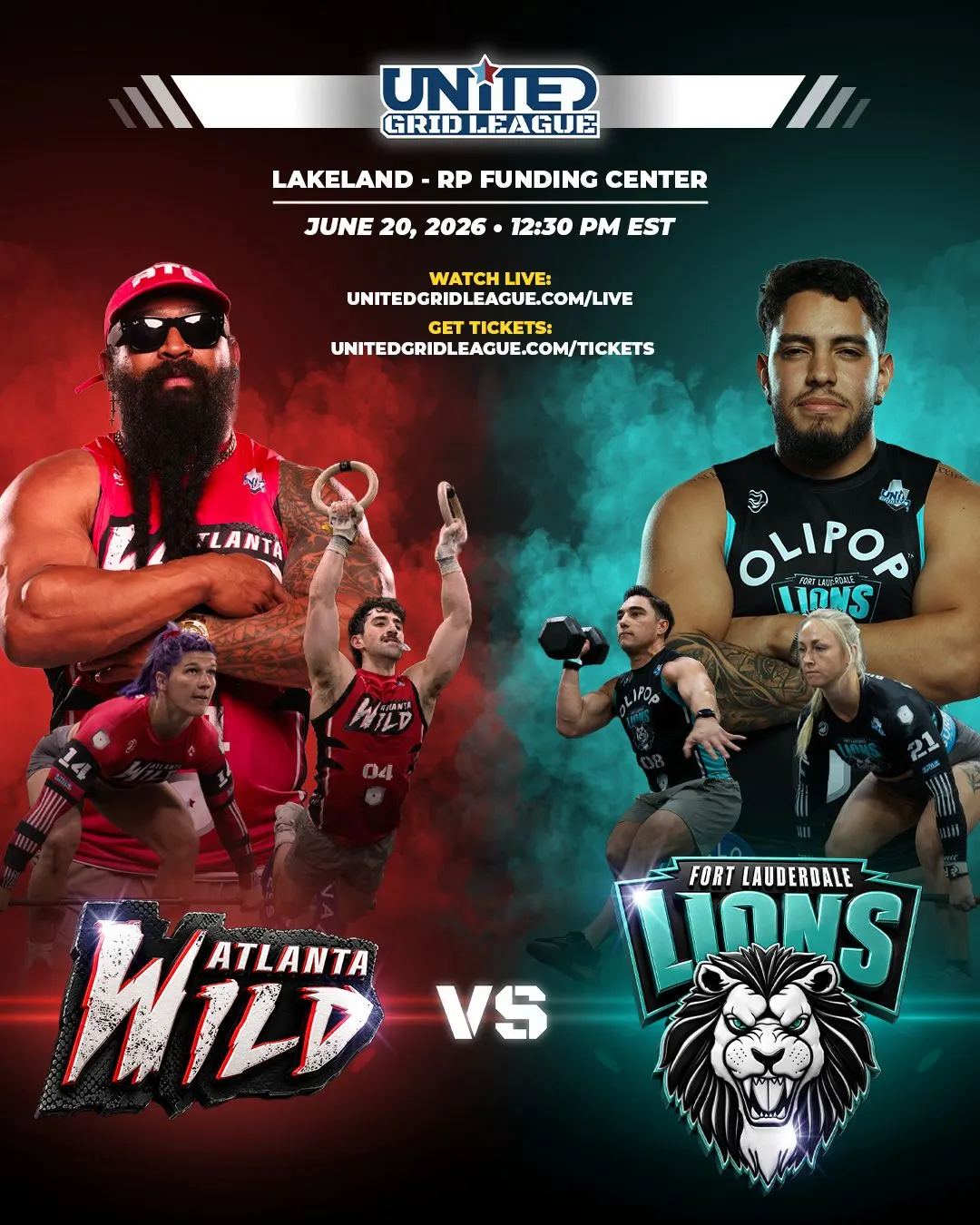 Atlanta Wild versus Fort Lauderdale Lions, United Grid League, Lakeland, June 20 2026