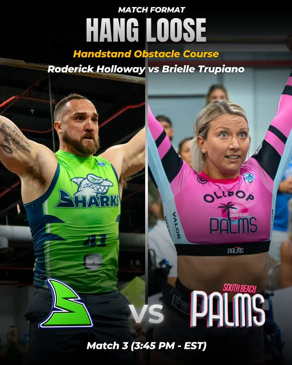 Ringer Point matchup: Roderick Holloway of Southwest Florida Sharks versus Brielle Trupiano of South Beach Palms.