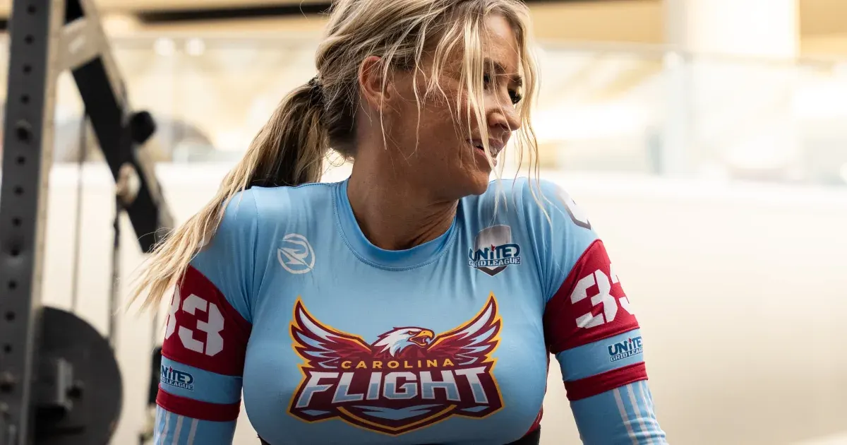 A Carolina Flight athlete works at the rig during United Grid League Week 3 at American Dream.