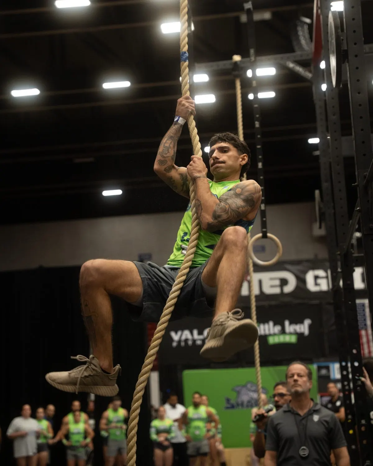 Southwest Florida Sharks player climbs the rope in the Jack and Jill