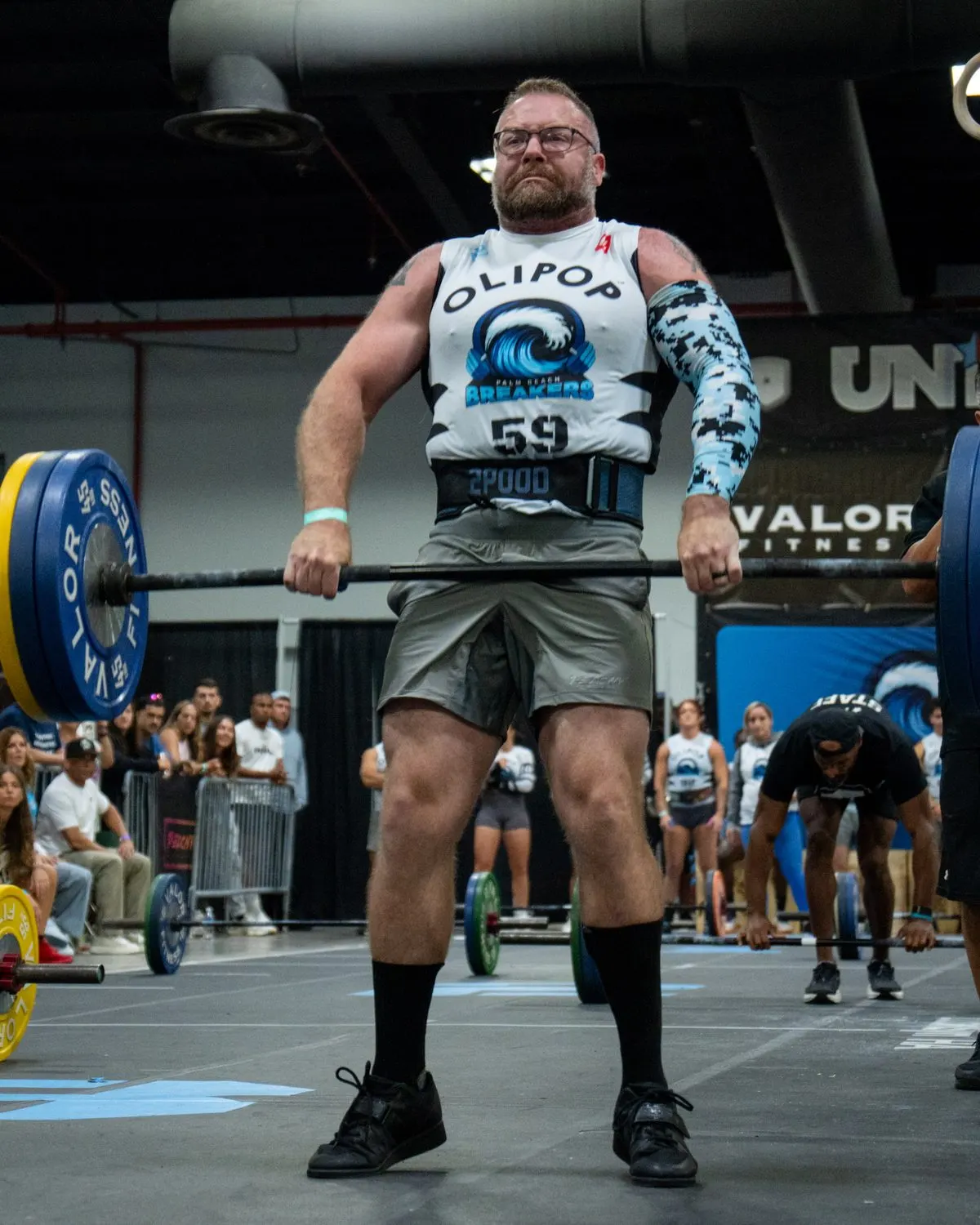 A Palm Beach Breakers lifter completes a heavy deadlift during a 2026 United Grid League match.