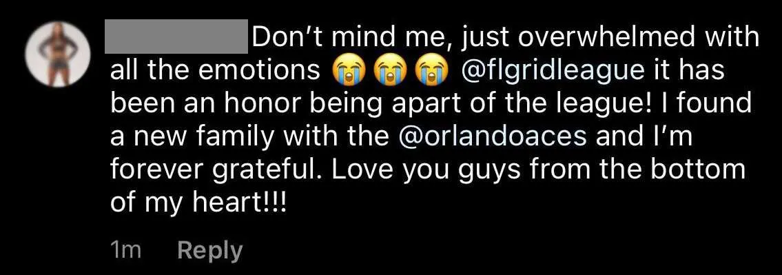 Message from a Grid League player