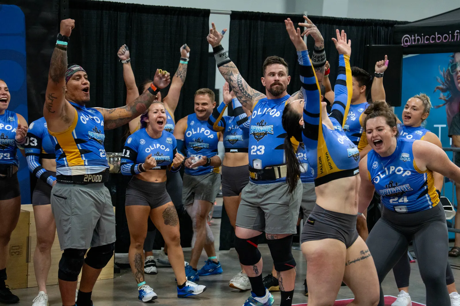 Tampa Bay Brigade players celebrating together in Miami